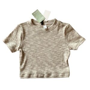 DIVIDED by H&M Neutral Ribbed Short Sleeve Crop-Top/Baby-Tee - NWT